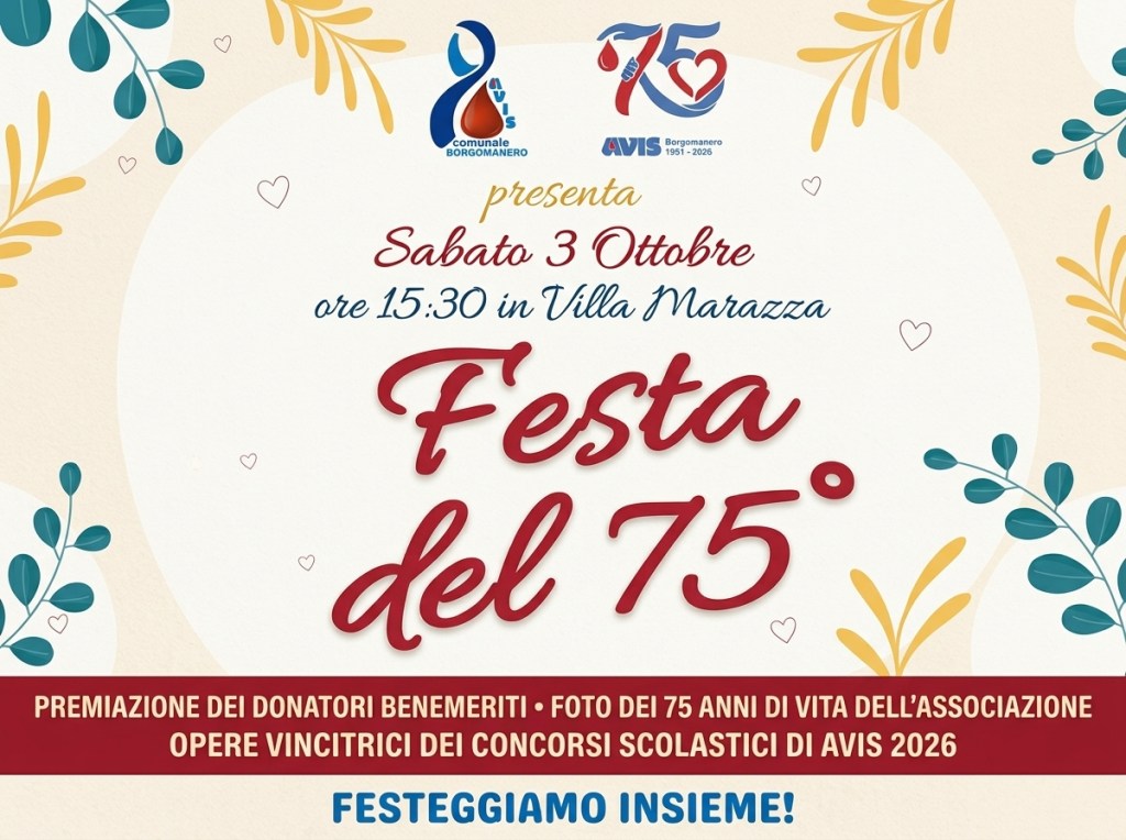 75 anni di AVIS Borgomanero: festeggiamo insieme un traguardo speciale!